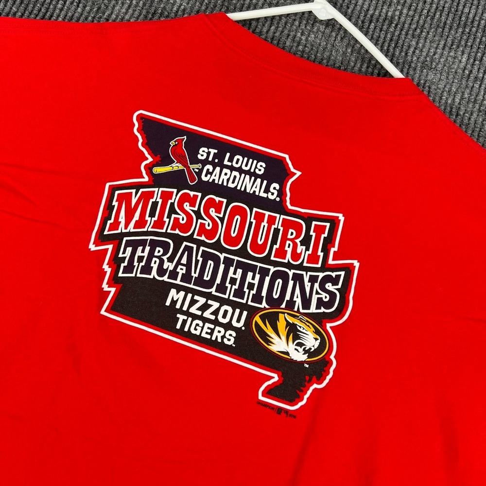 St. Louis Cardinals Missouri Tigers Shirt Mens 2XL XXL Red Short Sleeve MLB NCAA